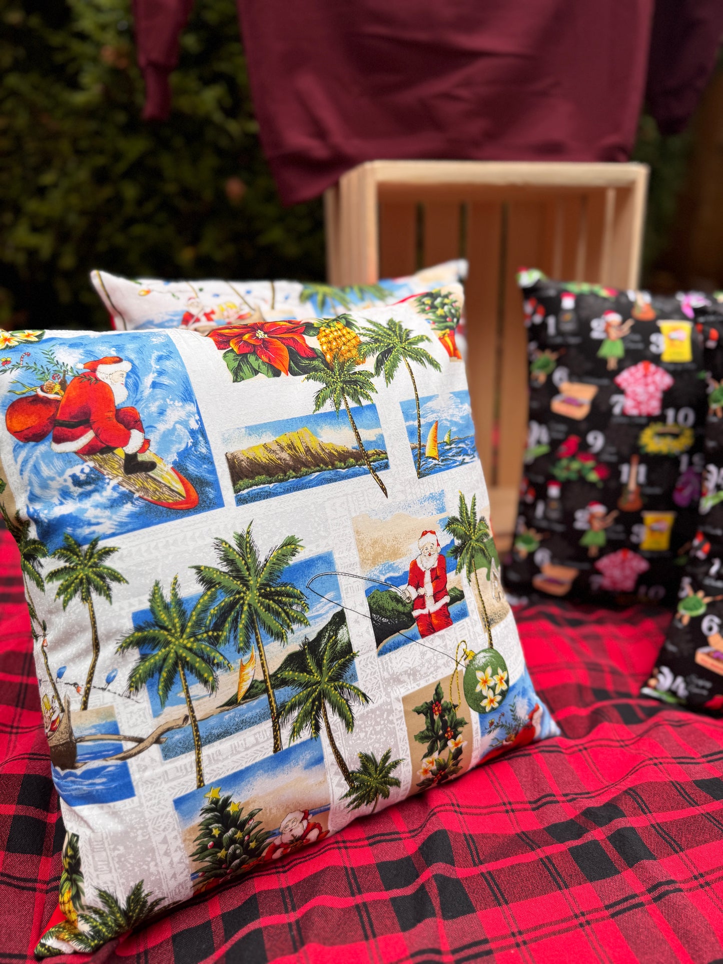Hawaiian Santa Decorative Pillow
