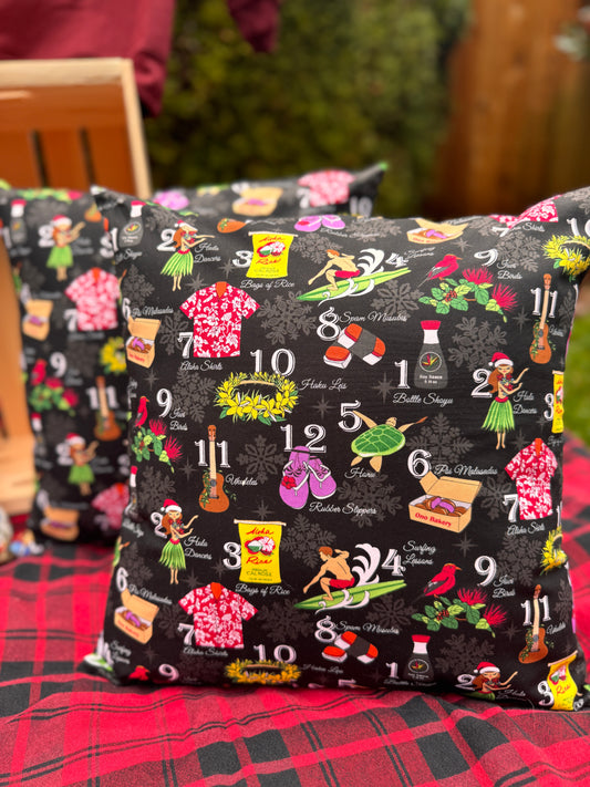 12 Days of Hawai'i Christmas Decorative Pillow
